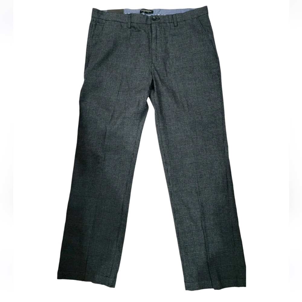 Banana Republic Kentfield Men's Straight Fit Dark Gray Plaid Pants Sz 35x30 - Picture 3 of 12